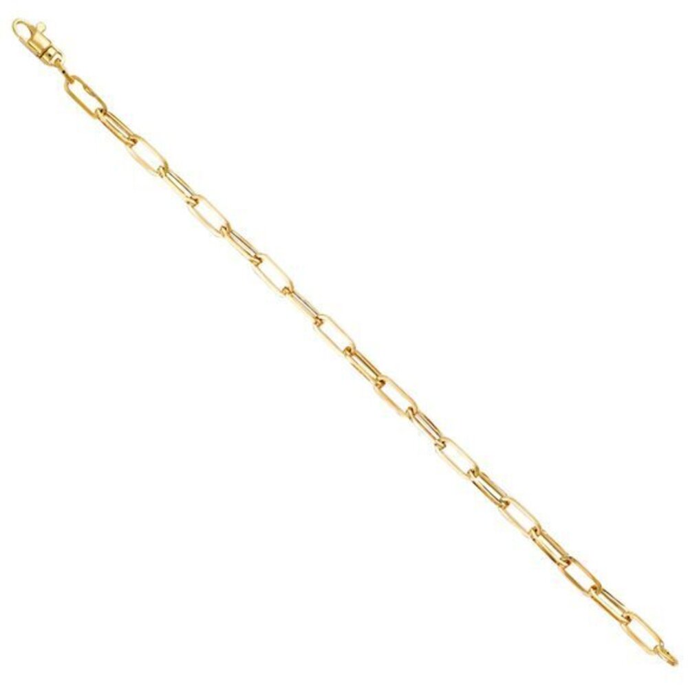 New 14K Solid Gold 4mm Paperclip Bracelet 7.25" inches long